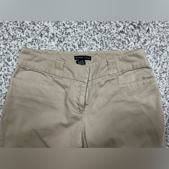 New York and Company Low Waisted Flare Khaki Slacks - Picture 4 of 6